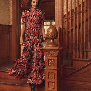 THE GREAT Women's The Ballroom Dress Size S In Fuchsia Rose